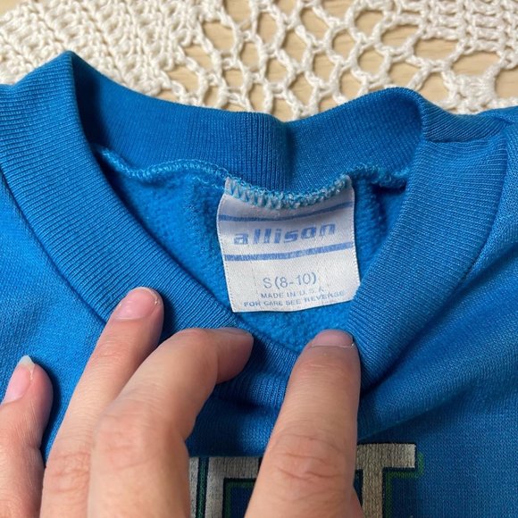 Vintage 1980s Garfield Blue Pullover Crewneck Sweat Shirt 8-10 Years - Picture 6 of 8